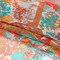 1 Yard Turquoise Peach and Orange Ornamental Gardens Crinkled Silk Chiffon Sheer Lightweight, 54 Inches Wide